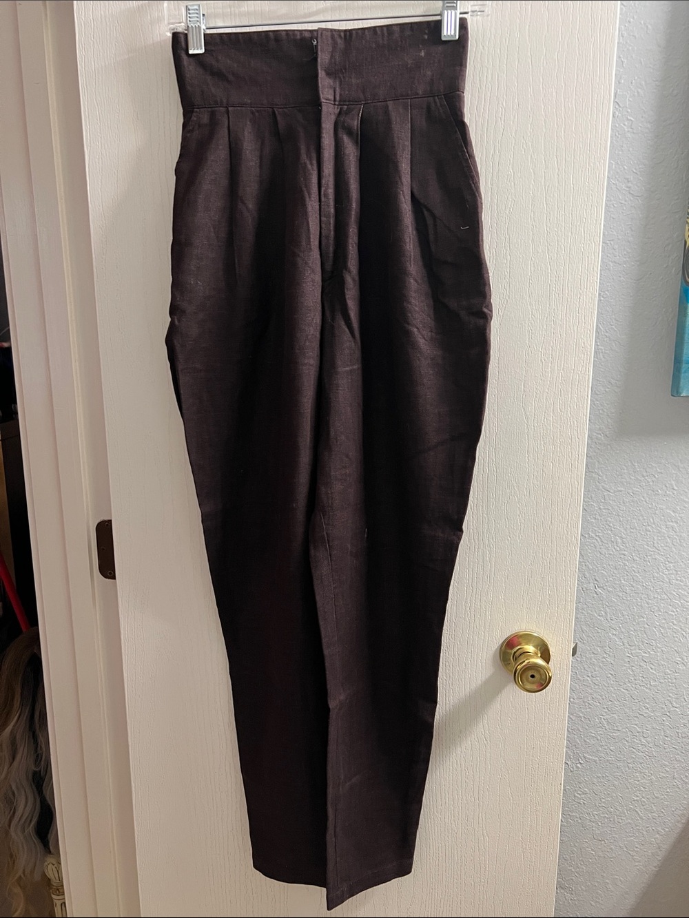 High-Waist Tapered Women’s Chinos — Dark Brown